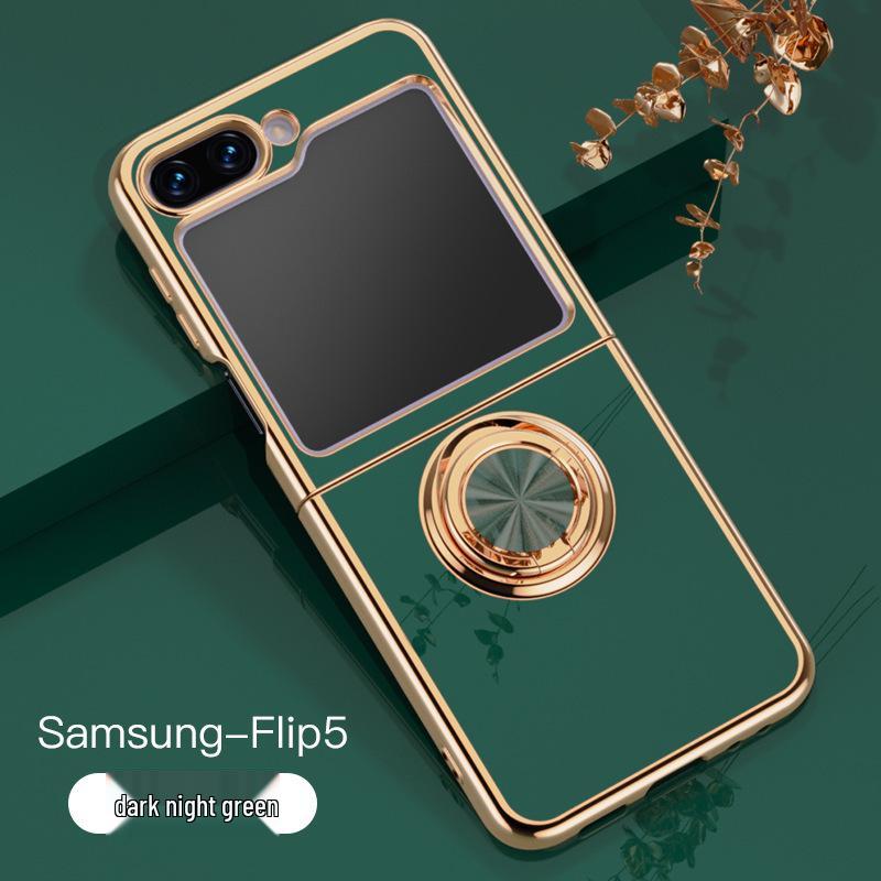 Чехол для складного телефона Samsung Z Flip7: Электроplated Магнитная подставка и кольцо для пальцев Защитный чехол