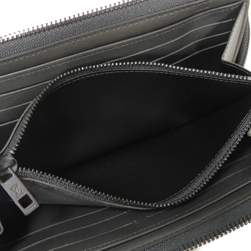 Used 12564 Zippy Wallet Horizontal M80334 7940 Current Model Black Zip Around RFID LV Aerogram Noir Men's from Japan