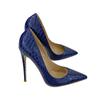Snake Tail Dark Blue Fashionable High Heels, Sexy Party Shoes, Plus Size Women's Shoes 33-46