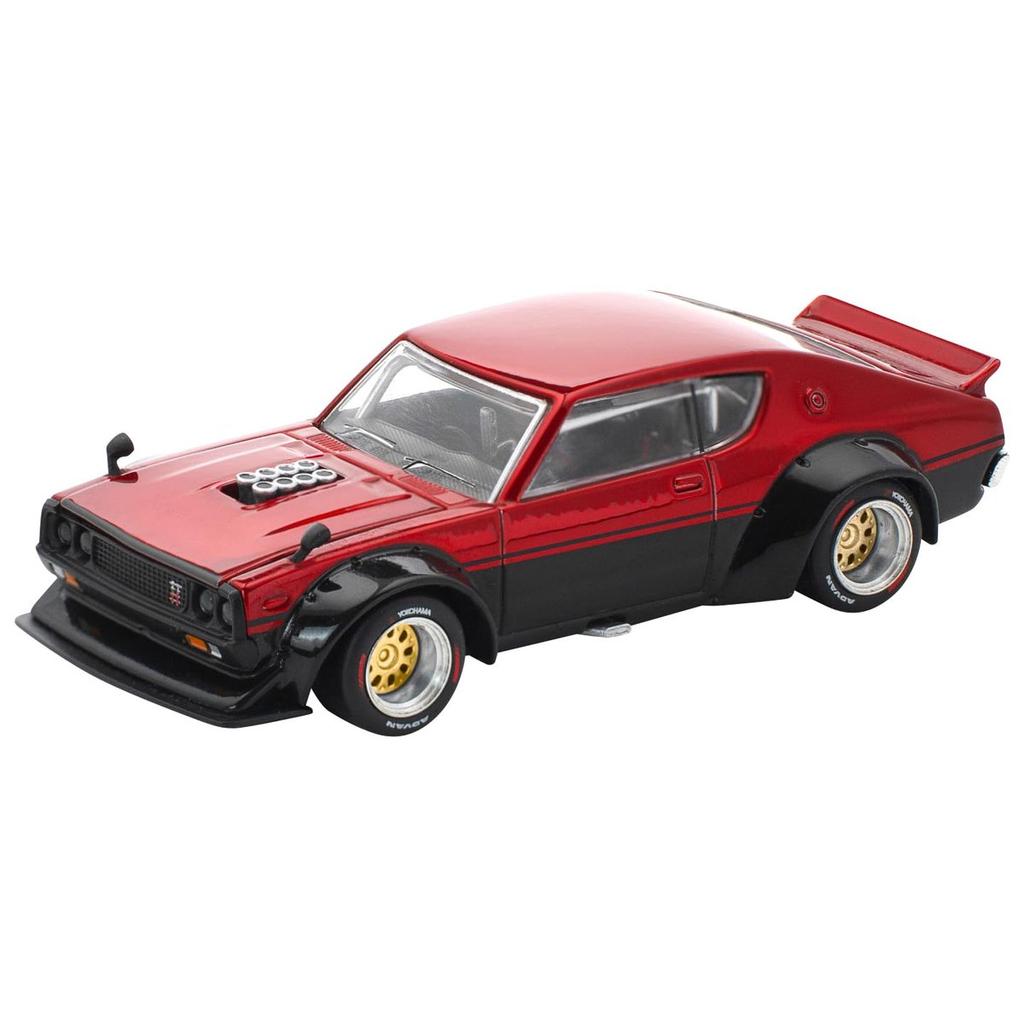 Genesis Company POP RACE 1/64 KPGC110 Kenmeri Black Red Fat Five Racing Diecast Model Car PR640266