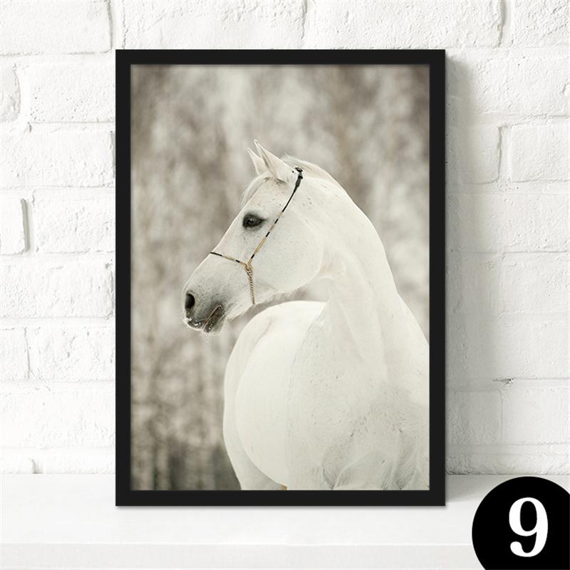 Скандинавская декоративная картина на холсте, вертикальные и горизонтальные прямоугольные постеры без рамки, животные, белые лошади, белый фон