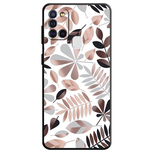 Черный мягкий чехол для телефона Samsung Galaxy A02 A01 A70 A50 A40 A10s A02s A03s A04s A10 A03 Core A04 A20e, чехол с цветочным листом