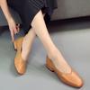 2024 Fashion Low-heeled Non-slip Shoes Women Summer and Autumn Casual Square Toe Leather Shoes Shallow Mouth Simple Shoes