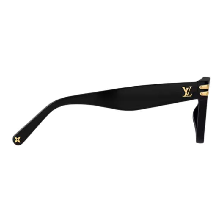 Louis Vuitton Logo Design Cat Acetate Metal Square Sunglasses Women sunglasses Black Z2927U