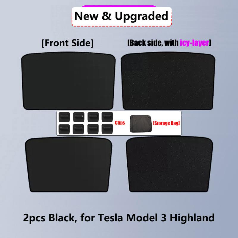 Для Tesla Model Y 3 Highland 2024 Люк на крыше Солнцезащитный козырек Передний и задний козырек на крыше Серебряный слой жалюзи на крыше Аксессуары для затемнения