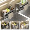 Многофункциональная полка для слива раковины из углеродистой стали Компактная самоотливная подставка для раковины Нержавеющий держатель для губки Кухня