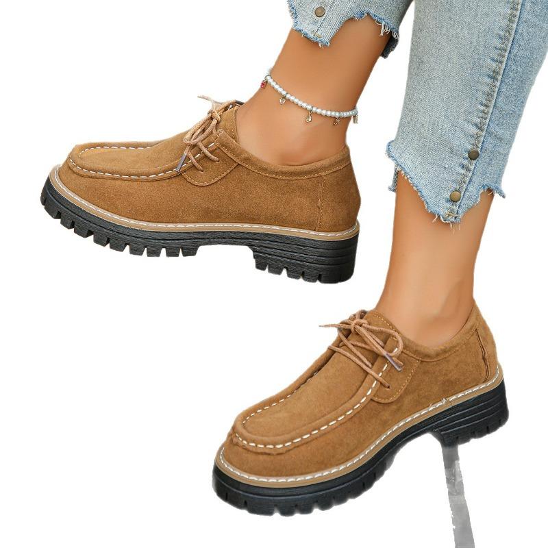 Женские Оксфорды на Толстом Каблуке Широкой Полноты - Дерби в Рабочем Стиле на Шнуровке для Осени, Ретро Британские Броги