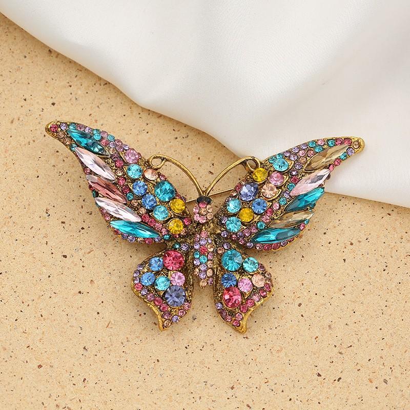 Women's Insect Brooch, Rhinestone Brooch, Metal Accessory, Butterfly Brooch
