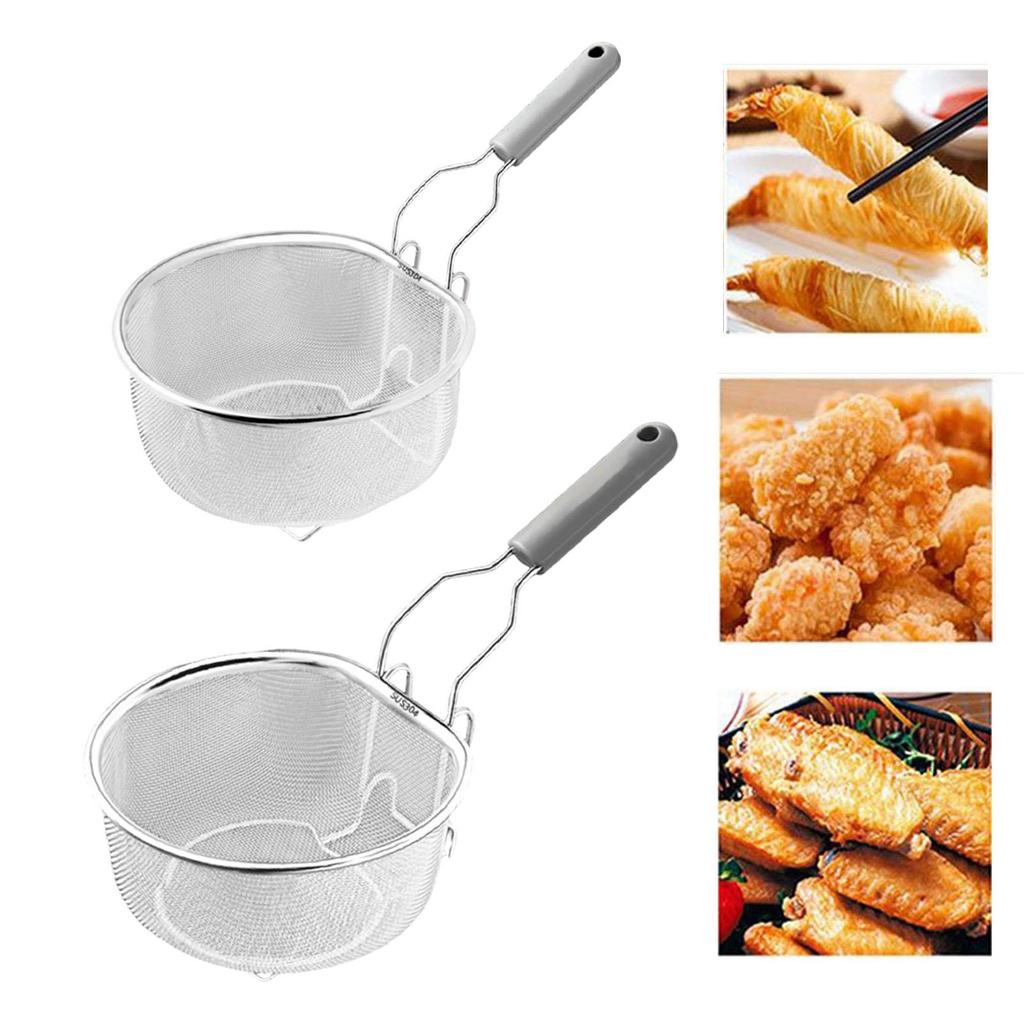 Deep Fryer Basket Stainless Steel Frying Basket With Anti Slip Handle Cooking Tool For Home Kitchen Restaurant Barbecue Bbq