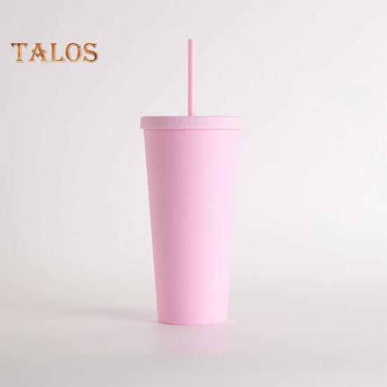 Стакан для кофе 720 мл с крышкой и соломинкой, вакуумная дорожная кофейная кружка с двойными стенками, герметичная многоразовая чашка для воды с широким горлышком