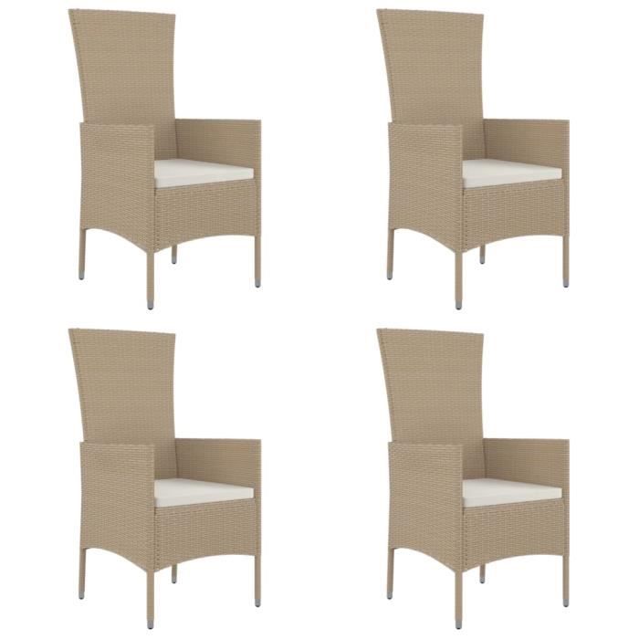 VidaXL Garden Chairs with Cushions 4 Pcs Woven Resin Beige 319533