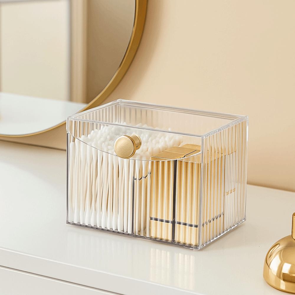 Plastic Cotton Swab Storage Box Flip Lid Qtip Holder Makeup Organizer Swab Pad Holder  Desktop