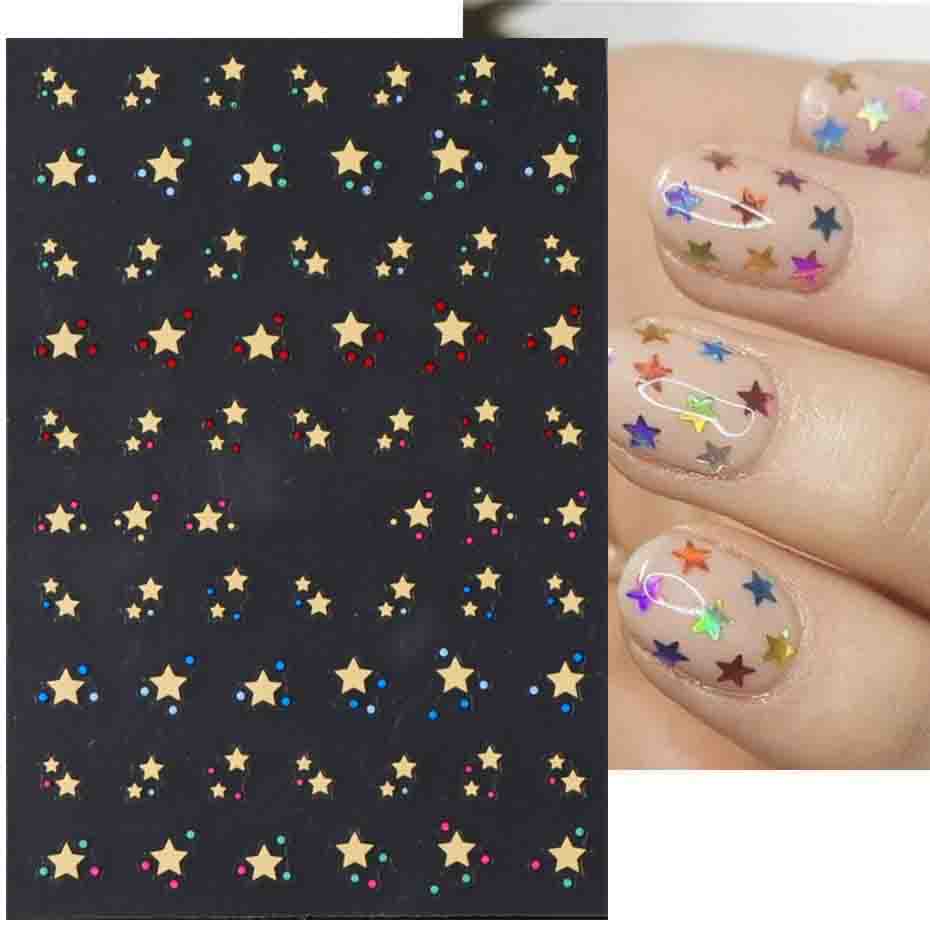 Лазерные наклейки для ногтей, бабочка, сердце, звезда, дизайн, клейкие слайдеры, наклейки для дизайна ногтей, маникюрные украшения