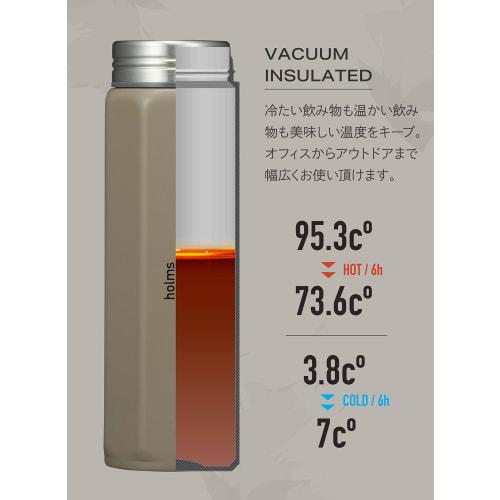 CB Japan Octabottle Holms, Gray, 460ml, Direct Drinking, Vacuum Insulated Stainless Steel Bottle with Dedicated Holder
