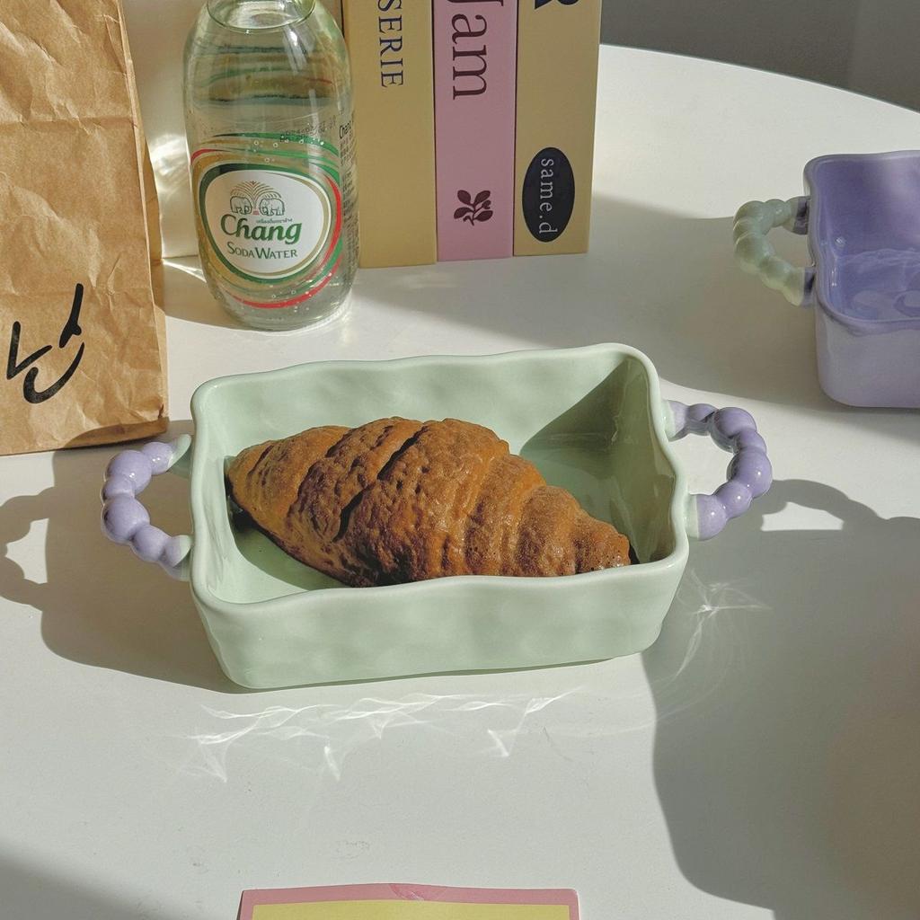 Противень для выпечки риса с сыром Single Ins, керамическая миска с двойным ушком, ручная форма для выпечки, бытовая микроволновая печь, десертная тарелка