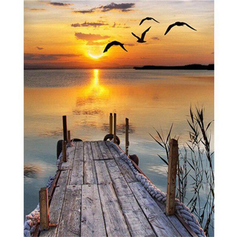 5D DIY Алмазная картина Горный пейзаж Алмазная вышивка Набор для вышивки крестом Горный хрусталь Мозаика Домашний декор