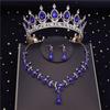 Качественные комплекты свадебных украшений из кристаллов для женщин, модные круглые серьги, комплект ожерелий, корона невесты, диадемы, выпускной, дубайские комплекты украшений