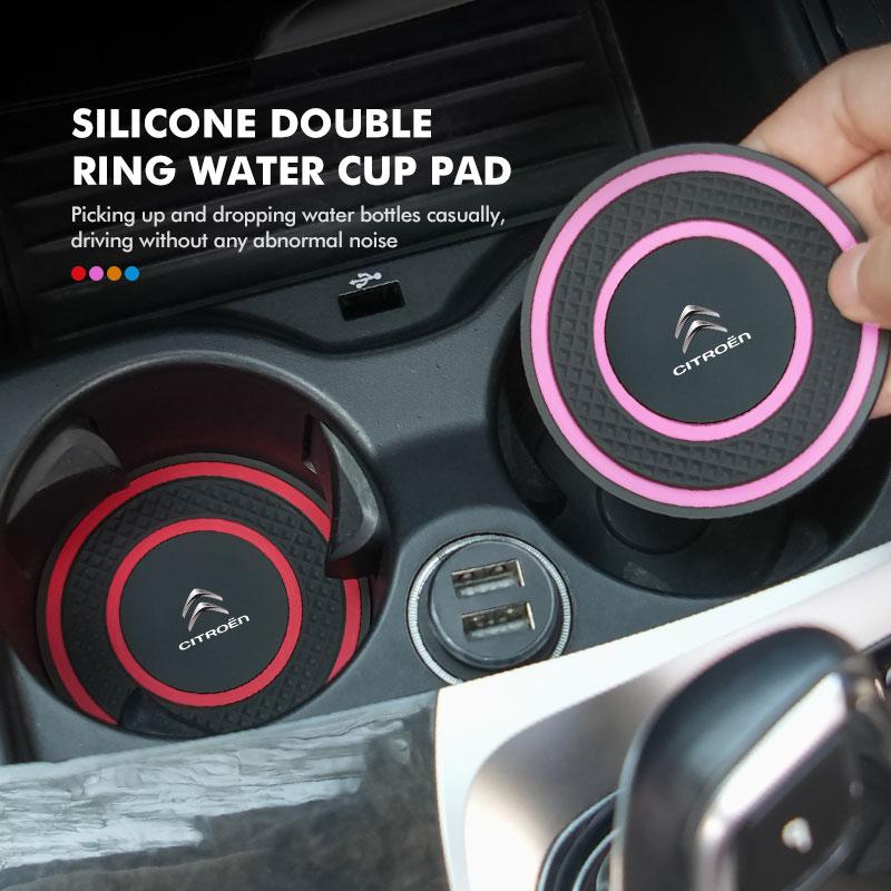 2pcs Car Cup Holder Anti Slip Insert Coasters Pad Bottle Holder For Citroen C4 C3 C5 C1 C2 C6 VTS C4L DS3 DS4 DS5 Grand Berlingo aiu256