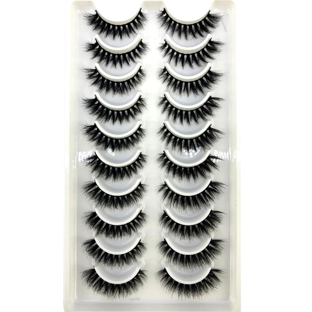 AMSDCN Artificial Mink Short Natural Dramatic False Eyelashes Short Eyelashes 10 Pairs of 3D Eyelash Makeup False Eyelashes