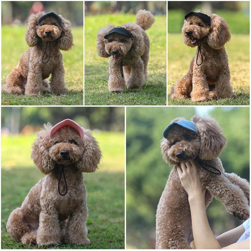 Pet Baseball Caps Cute Dog Sun Hats Puppy Wear-resistant Peaked Cap Summer Outdoor Sun-proof Universal Solid Oxford Caps