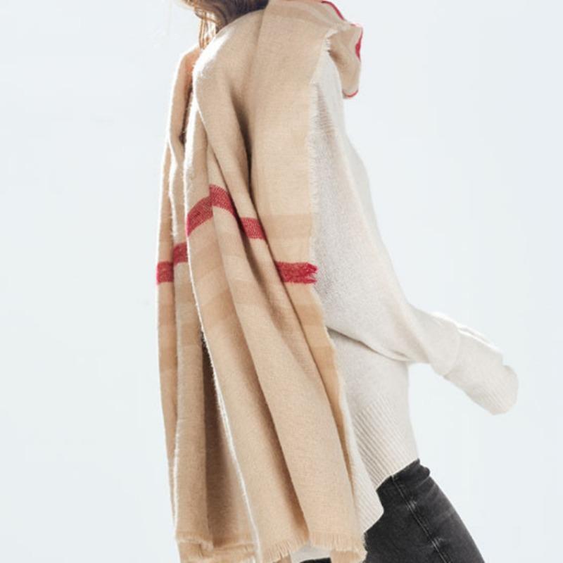 Тот же шарф, бежевый цвет, соответствующий клетчатому шарфу с имитацией кашемира, шарф, женский теплый