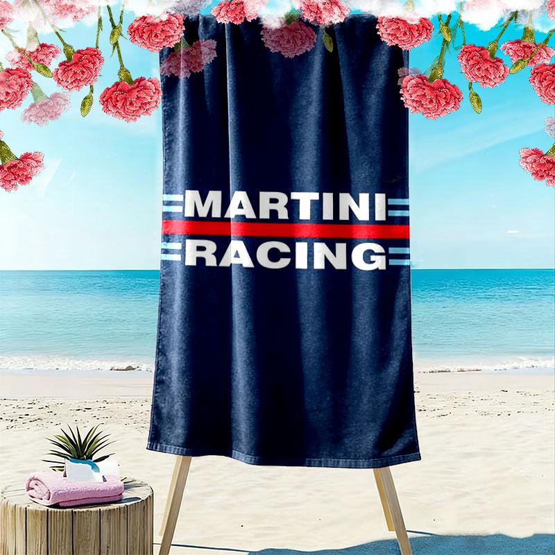 Martini Racing Print Beach Towel, Large Soft Quick Dry Towel for Beach Camping Swimming