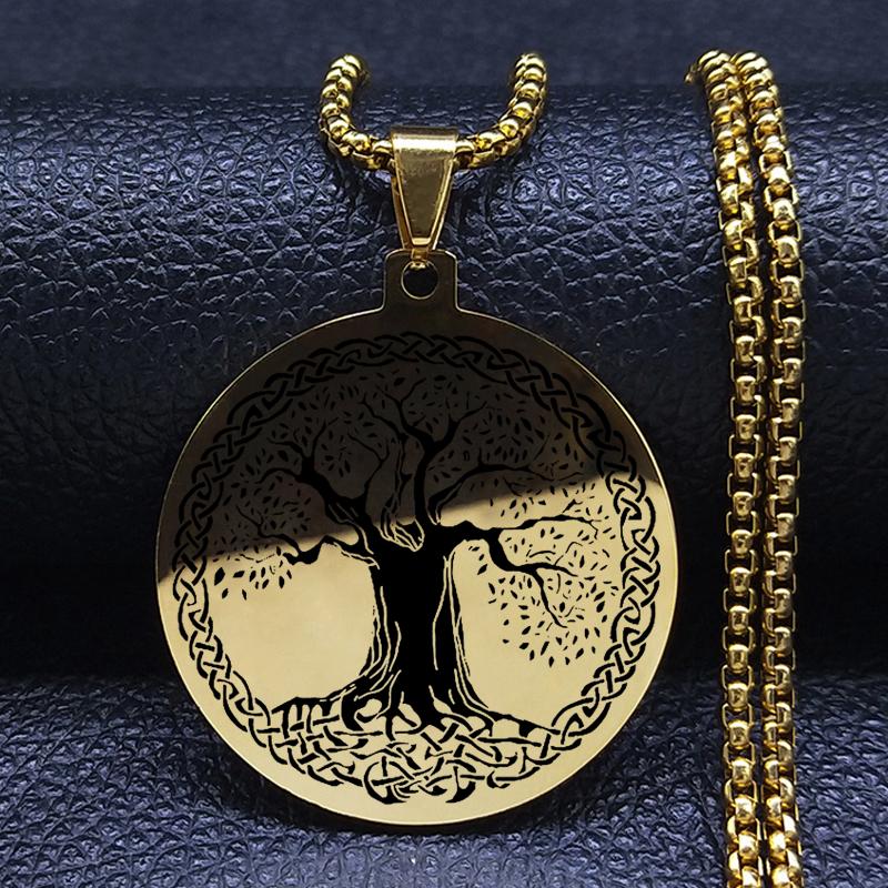 Иггдрасиль Древо жизни ожерелье из нержавеющей стали кулон компас викингов кельтское скандинавское генеалогическое древо ювелирные изделия с рунами