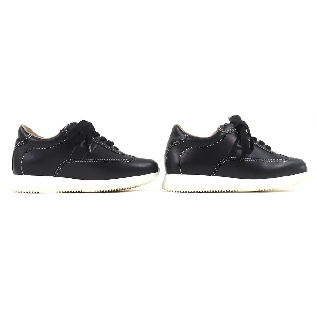 Great HERMES sneakers quick H logo stitch black leather Women 35 192214Z Used