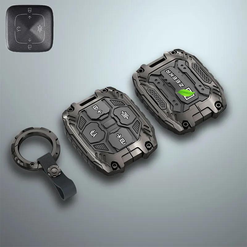 For Geely Zeekr 7X/001/X 007GT/009/MIX Keychain Leather Metal Key Holder Case Interior Key Shell Ring Car Accessories Pendant