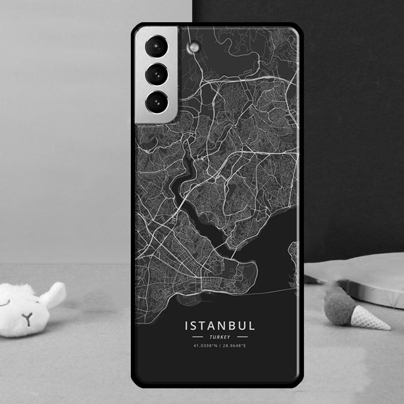 Ins Travel Country Sketch City Map Phone Case For Samsung Galaxy S25 S24 Ultra S9 S10 S20 S21 S22 Plus S23 FE S24 FE Cover