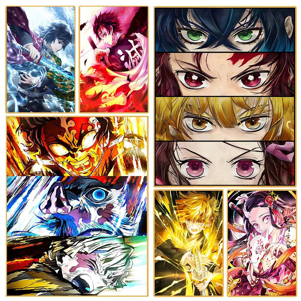 Япония Аниме про жаркие битвы Клинок, рассекающий демонов Принты Постер Холст Картина Современное настенное искусство Картина Гостиная Спальня Домашний декор