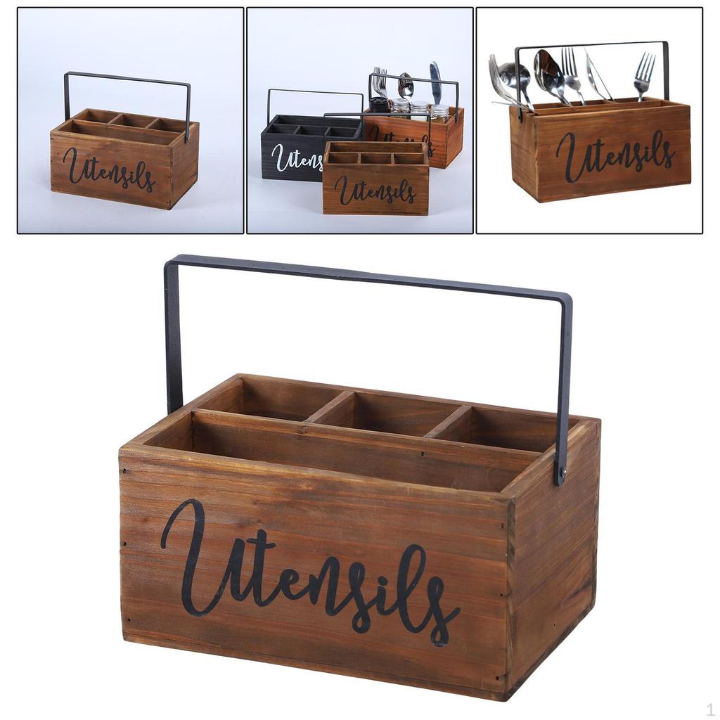 Настольный держатель для кухонной утвари с отделениями для вилок и ложек