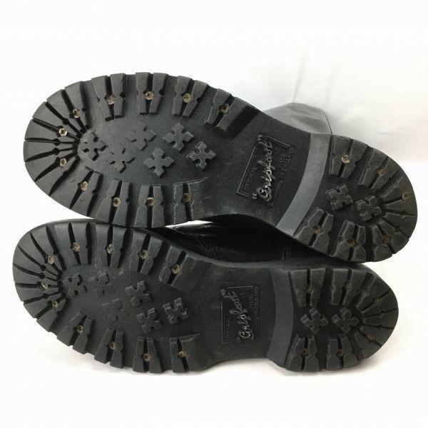 Сделано в Англии gripfast Стальной подносок Длинные ботинки Размер ок.. 24.025.0 Черные на шнуровке в рок-стиле(ИСПОЛЬЗОВАЛ)