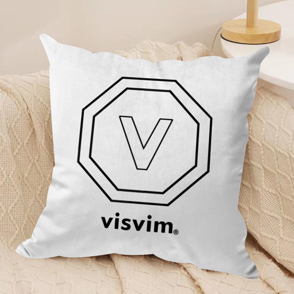 Brand Design V-Visvim Cushion Cover Soft Plush Fabric Double-Sided Printed Sofa Cushion Cover for All Seasons Home Decor Gift