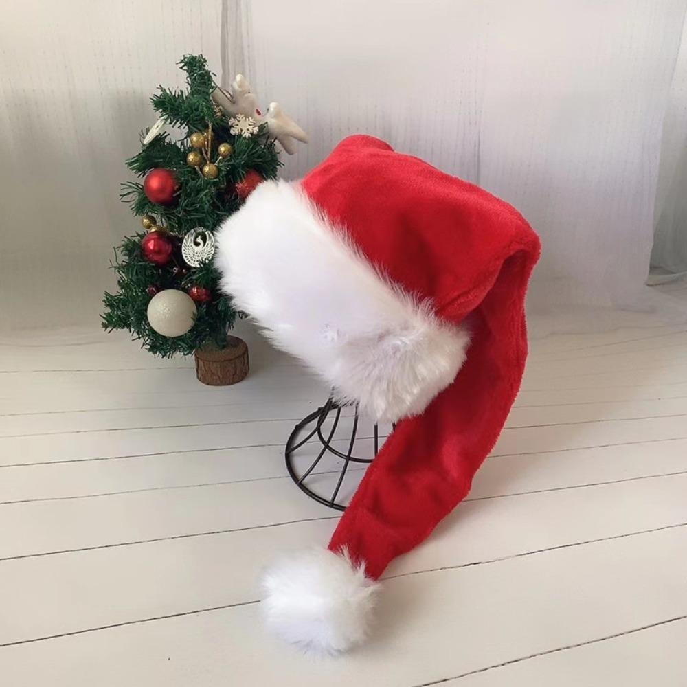 White Fur Fur Xmas Cap Red Hat Santa Hat Festive Party Plush Christmas Hat  Unisex