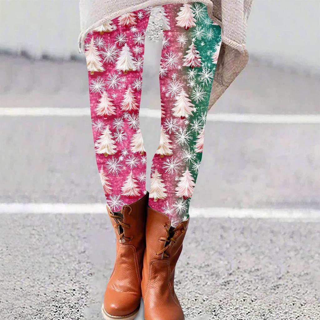 Женские брюки с рождественским принтом, эластичные, мягкие, повседневные, домашние, спальные брюки