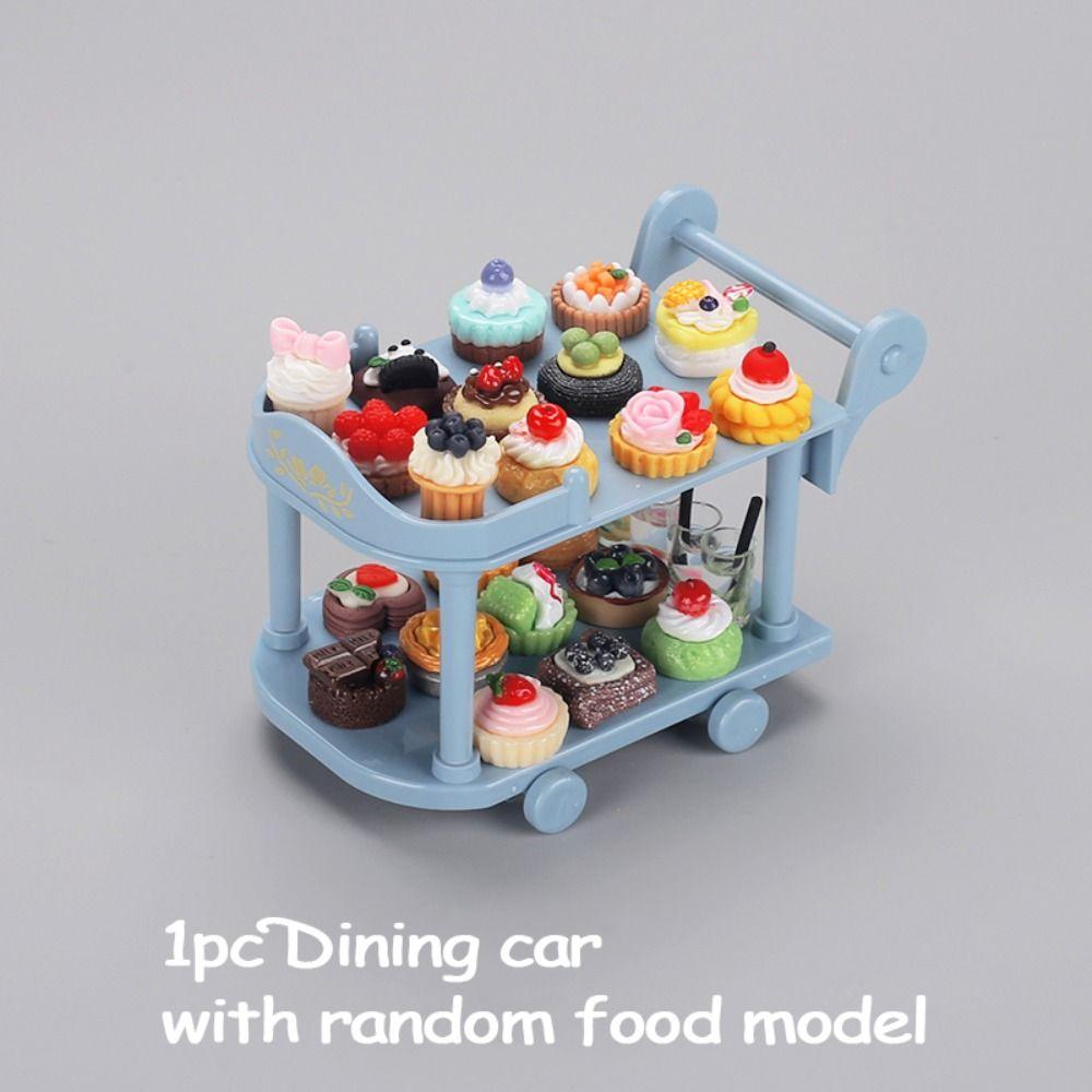 С моделью еды тележки для кукольного домика с едойМини-еда и игровая тележка для еды аксессуары для кукольного домика