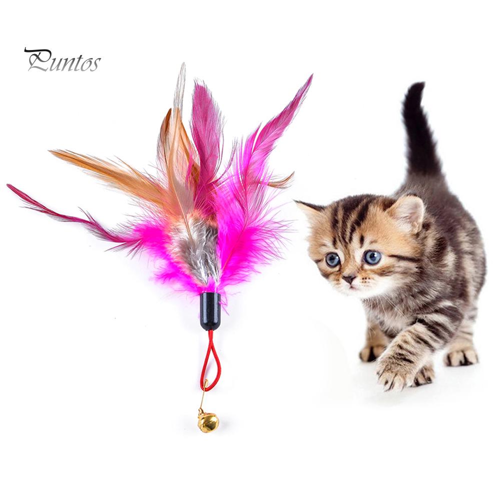 Puntos Pet Cat перо колокольчик игровая палочка дразнилка замена головы чесалка интерактивная игрушка
