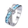 Sterling  Ring Beautiful Pretty Fashion Wedding Ring Party White Gold Color Women Stone Crystal Lady Jewelry