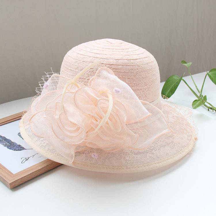 Spring and summer fisherman's hat children European and American lace foldable sunscreen visor hat beach outing dome big edge basin hat