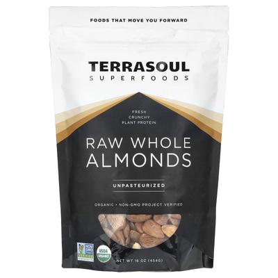 Terrasoul Superfoods Сырой цельный миндаль, непастеризованный, 16 унций (454 г)