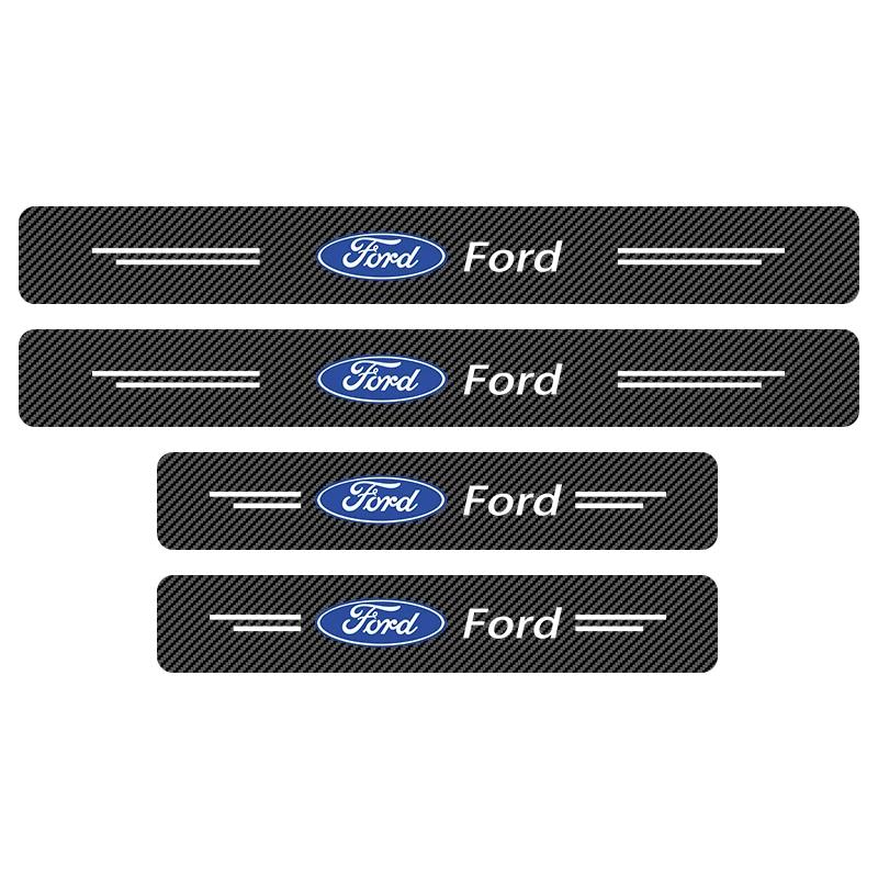 4pcs Car Door Sill Scuff Protective Stickers Carbon Fiber Auto Styling Decals For Ford Focus 2 3 MK4 Mondeo Fiesta Ecosport Kuga AY3
