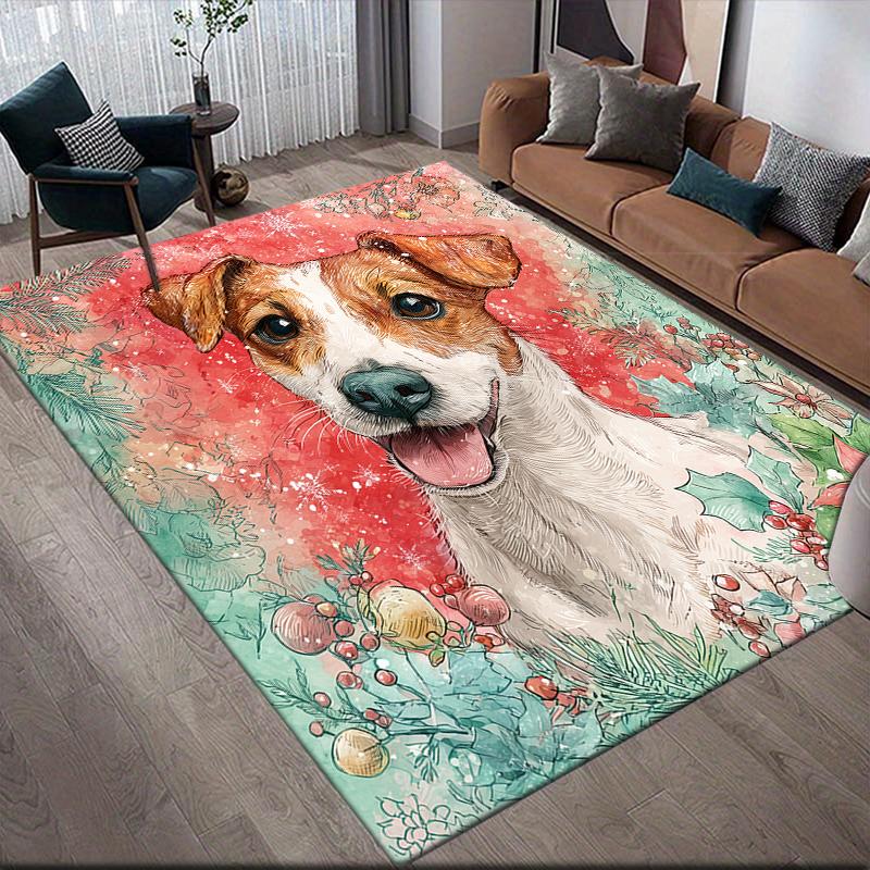 Christmas dog Home Sofa Decoration for Living Room & Bedroom, Non‑Slip Play Flannel Floor Mat for Game Room