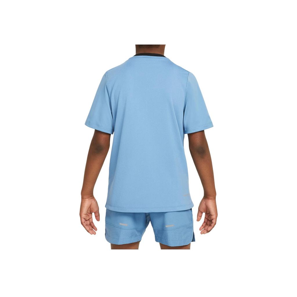 Nike Тренировочная футболка с круглым вырезом Nike Dri-FIT однотонная для детей Топы Aegean-Storm Black FB1292429
