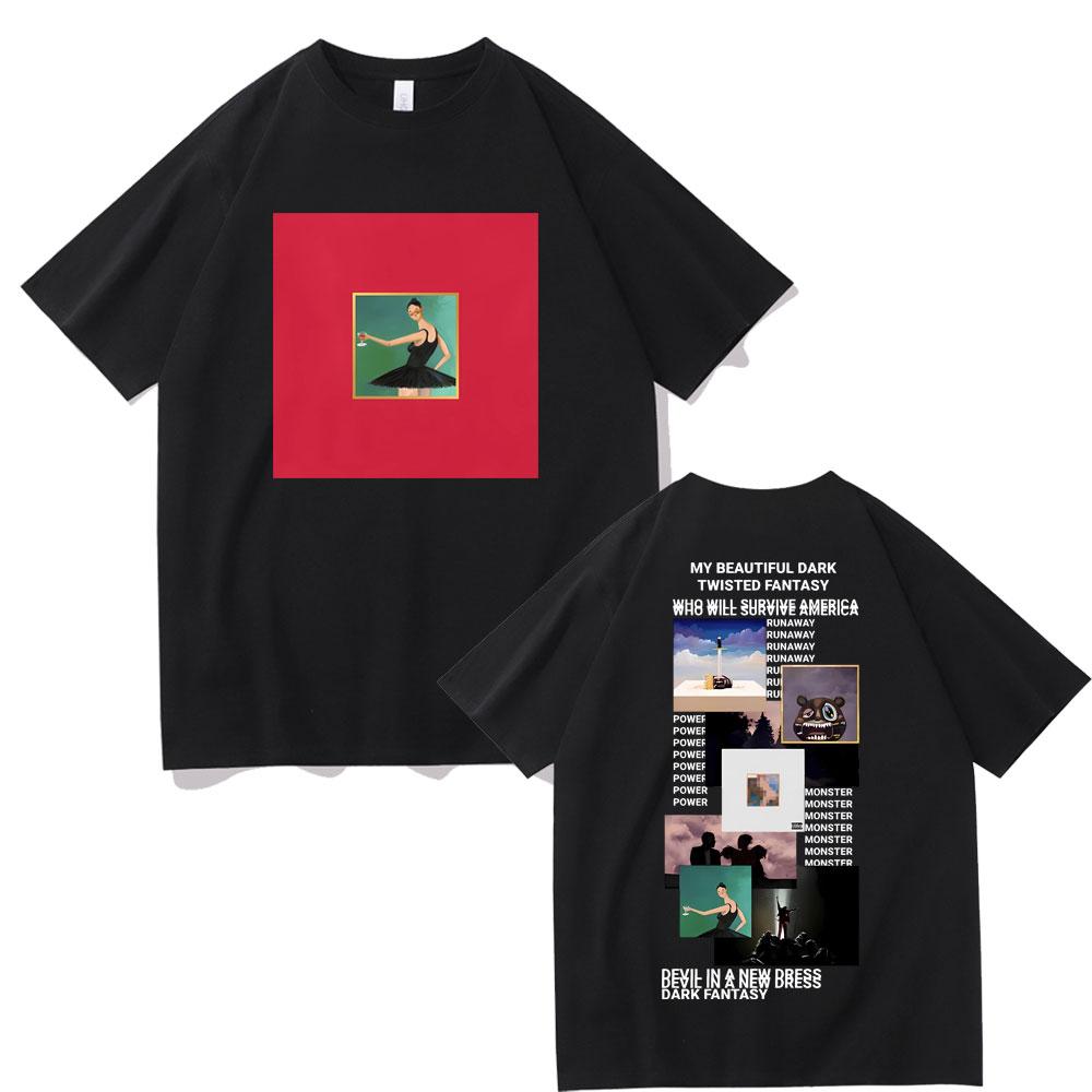 Футболка с принтом обложки альбома рэпера Канье Уэста My Beautiful Dark Twisted Fantasy, футболка Donda College Dropout, мужская хлопковая ретро футболка в стиле хип-хоп