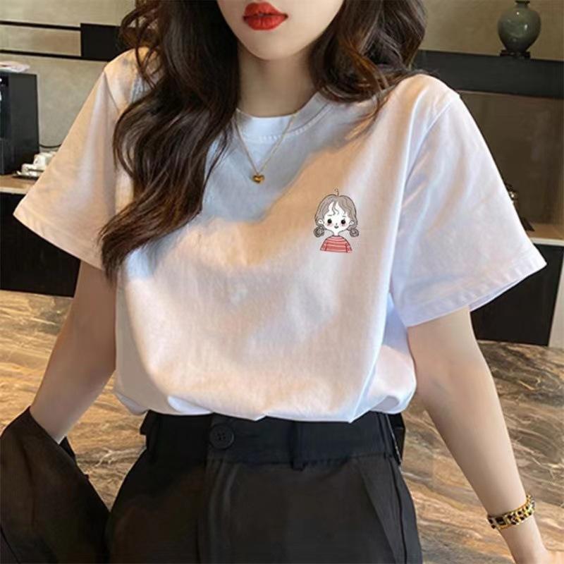 Футболка с коротким рукавом, простой белый студенческий милый свободный универсальный топ с половиной рукавом, летний