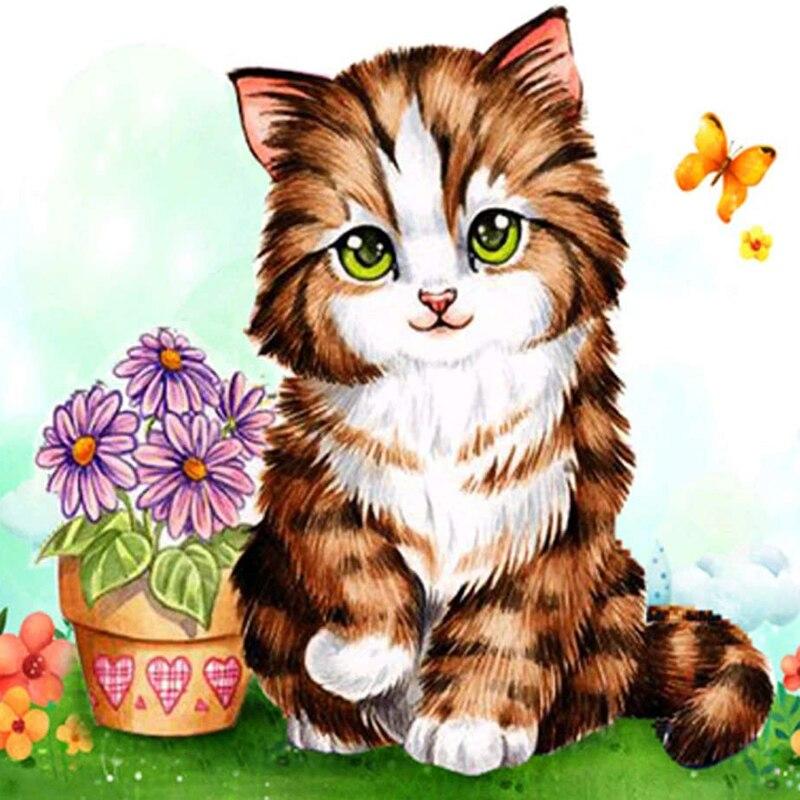 Новый 5D DIY алмазная живопись животные стразы вышивка кошка вышивка крестом полная круглая дрель ручной работы искусство домашний декор подарок