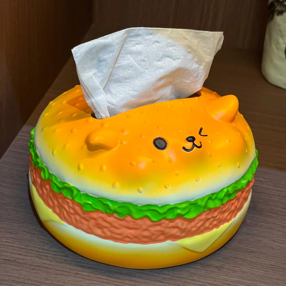 Figure Model Burger Dog Tissue Box Decorative Hamburger Fun Tissue Box  Home Decoration