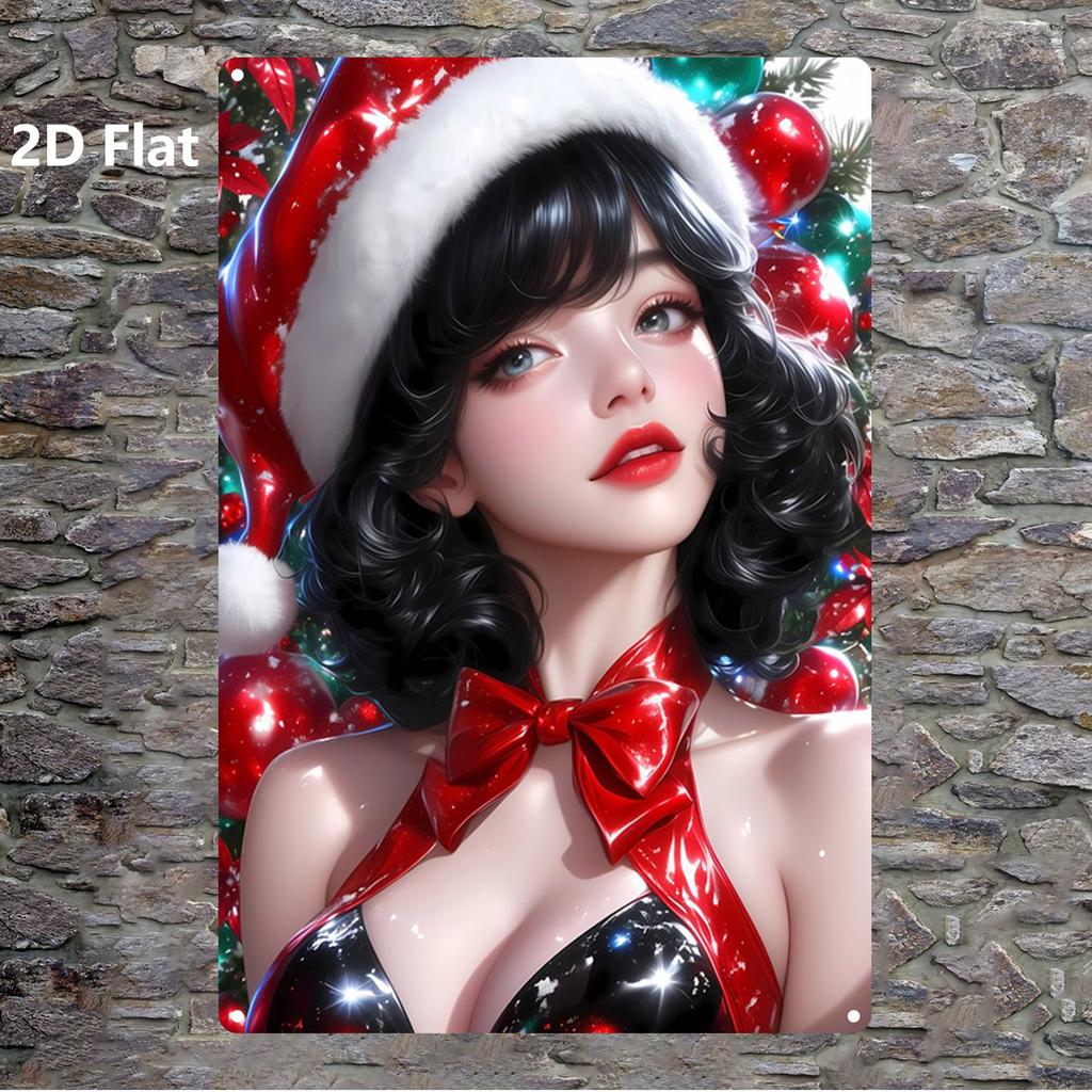 Christmas Pin-Up Girls Metal Sign, Office Gift Wall Decor 20x30cm
