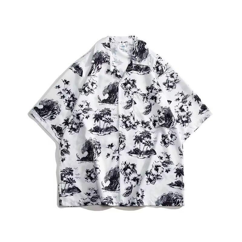 Beach vacation shirt, floral beach shirt, short-sleeved men's spring/summer island wear